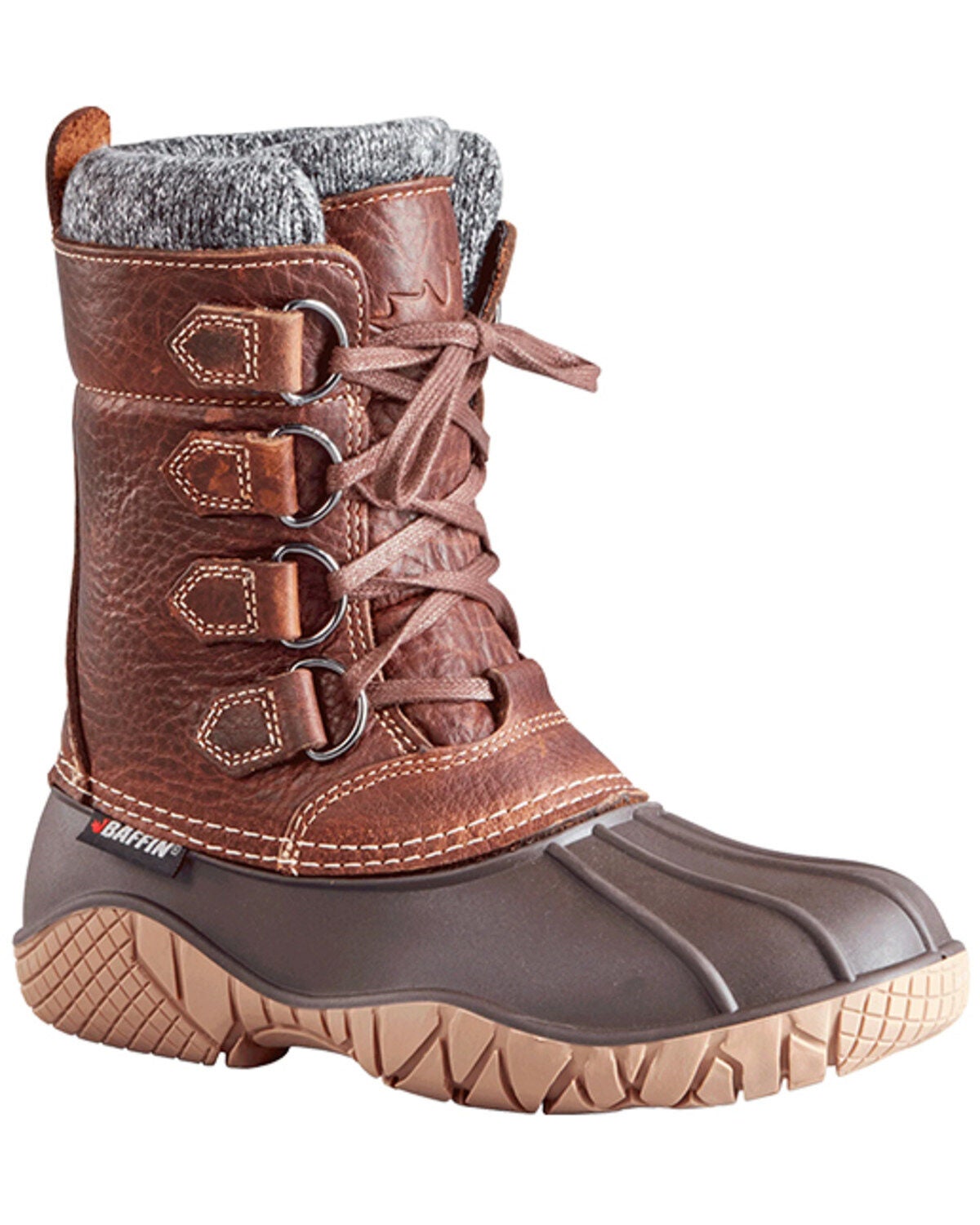 Baffin Women's Yellowknife Cuff Insulated Boots - Round Toe, Brown, hi-res