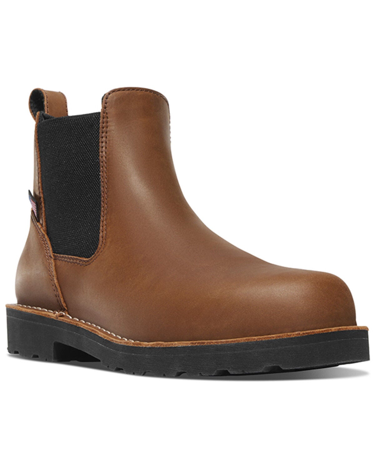 Danner Men's 6" Bull Run Chelsea Pull-On Work Boots - Steel Toe, Brown, hi-res