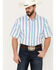Panhandle Men's Serape Striped Short Sleeve Western Pearl Snap Shirt, Turquoise, hi-res