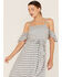 Image #2 - Band of the Free Women's Prism Geo Print Off Shoulder Smocked Wrap Midi Dress, Blue, hi-res