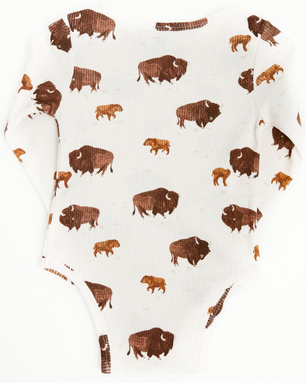 Image #3 - Angel Dear Infant Boys' Bison Print Long Sleeve Snap Onesie, Ivory, hi-res