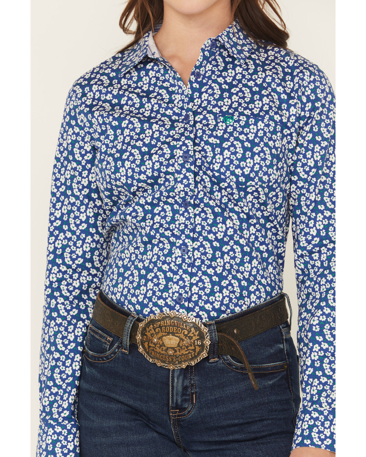 Image #3 - Ariat Women's Kirby Floral Print Long Sleeve Button-Down Stretch Western Shirt, Blue, hi-res