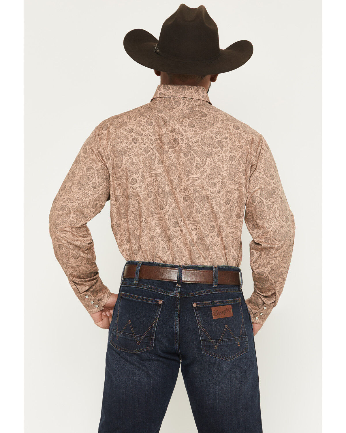 Image #4 - Ely Walker Men's Paisley Print Long Sleeve Pearl Snap Western Shirt, Khaki, hi-res