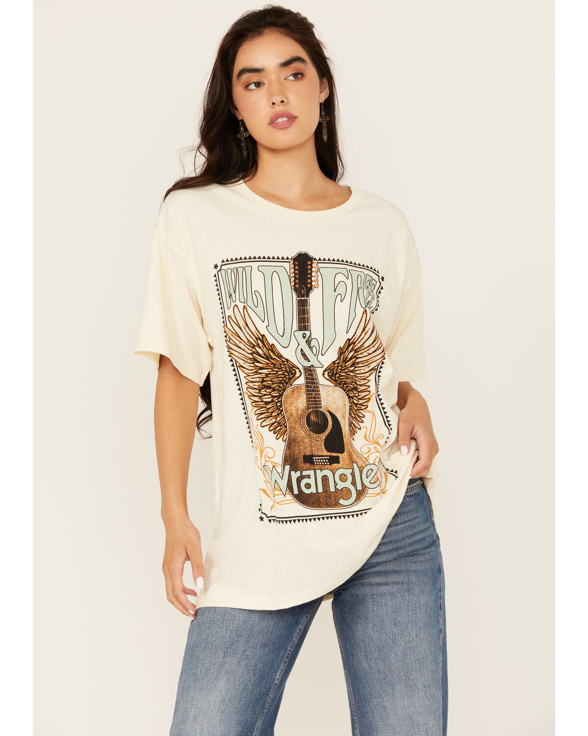 Wrangler Women's Guitar Short Sleeve Graphic Tee, White, hi-res