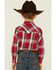 Image #4 - Roper Boys' Plaid Print Embroidered Bull Yoke Long Sleeve Snap Western Shirt , Red, hi-res