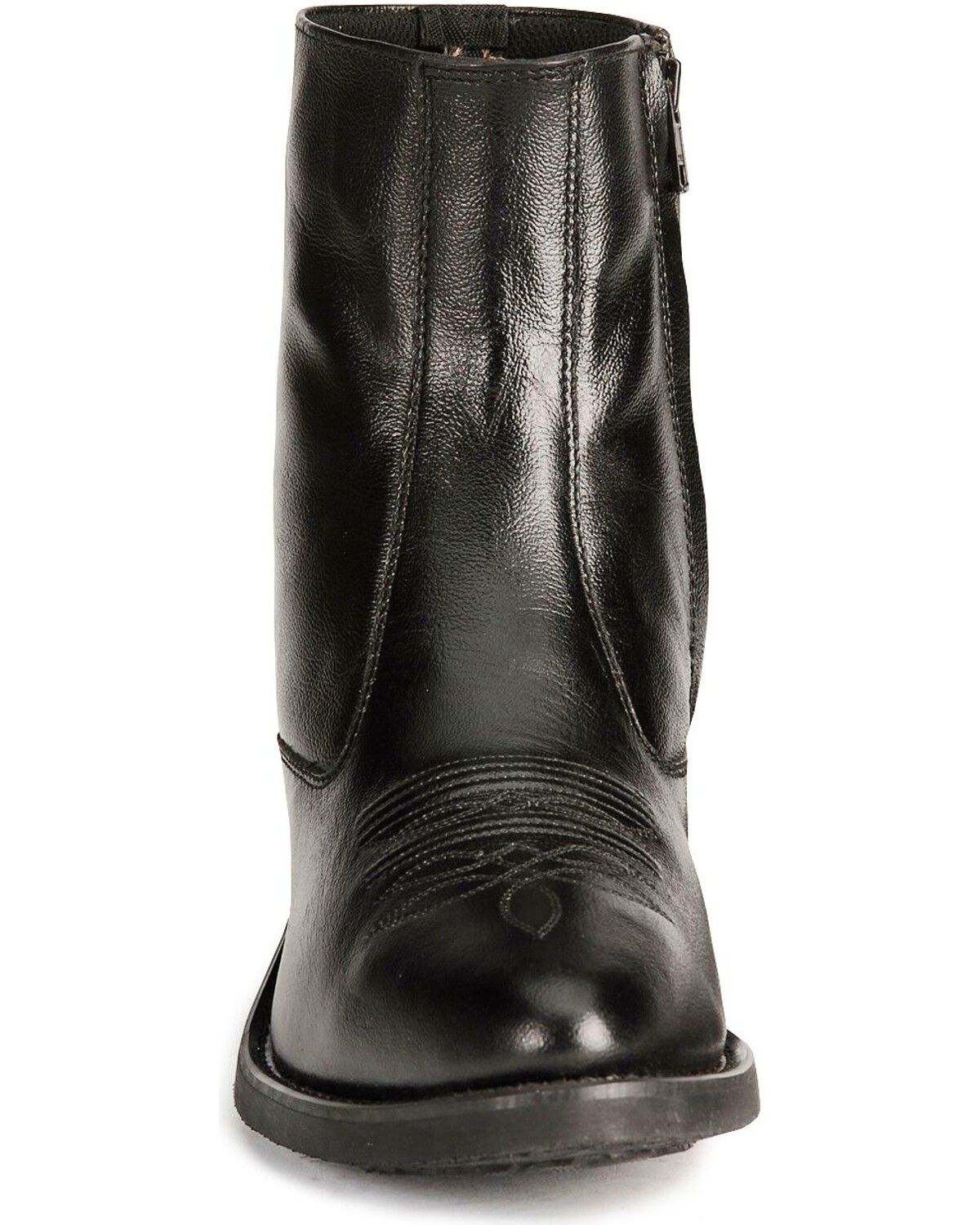 Image #4 - Old West Men's Zipper Western Ankle Boots - Round Toe, Black, hi-res
