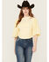 Image #1 - Beyond The Radar Women's Puff Sleeve Ruched Shirt, Yellow, hi-res
