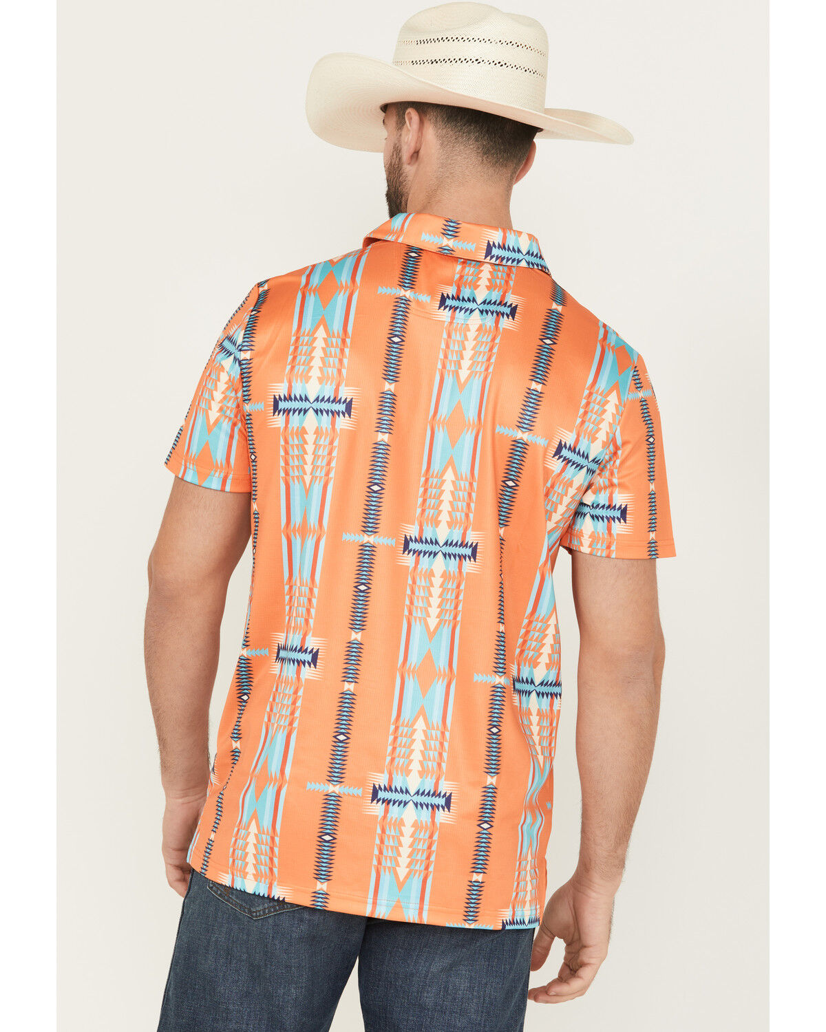 Product Name:  Rock & Roll Denim Men's Boot Barn Exclusive Southwestern Striped Short Sleeve Button-Down Polo