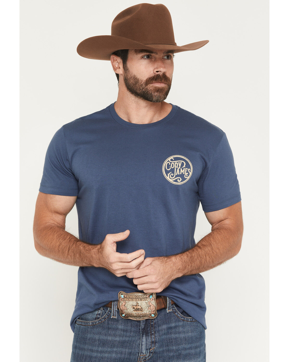 Image #2 - Cody James Men's Whiskey Barrel Logo Short Sleeve Graphic T-Shirt, Navy, hi-res
