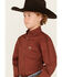 Panhandle Boys' Solid Stretch Long Sleeve Button Down Shirt, Rust Copper, hi-res