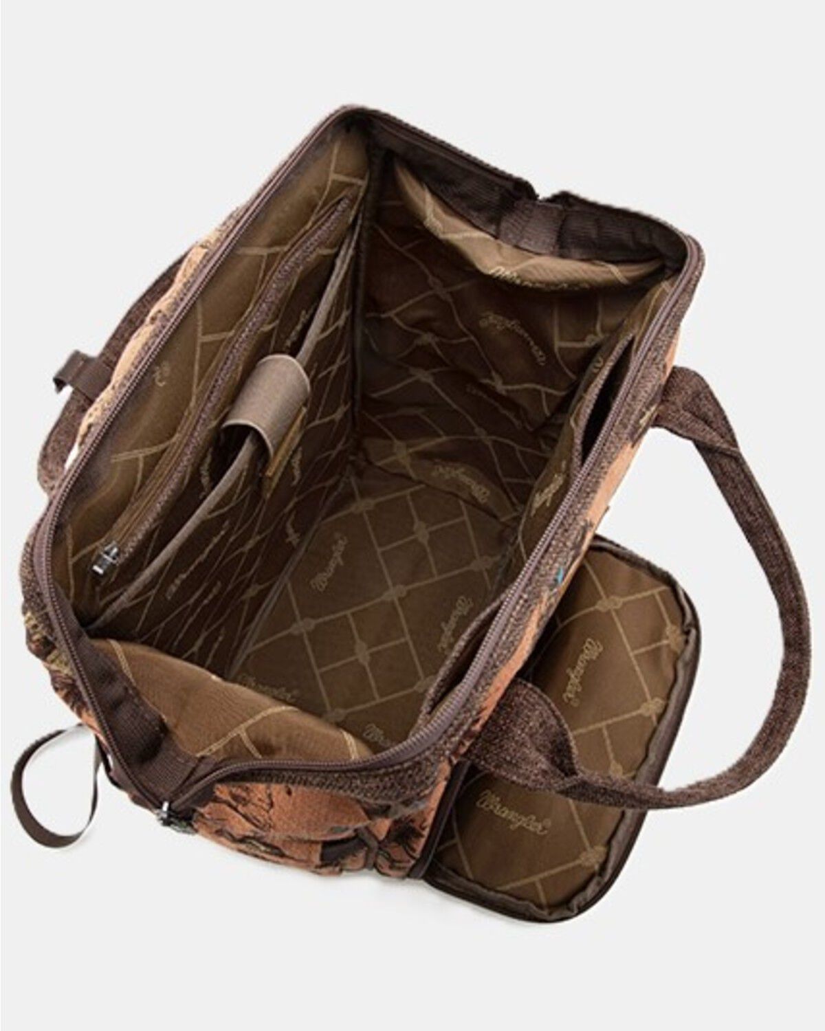 Image #4 - Wrangler Vintage Retro Cowboy Cool Print Backpack, Brown, hi-res