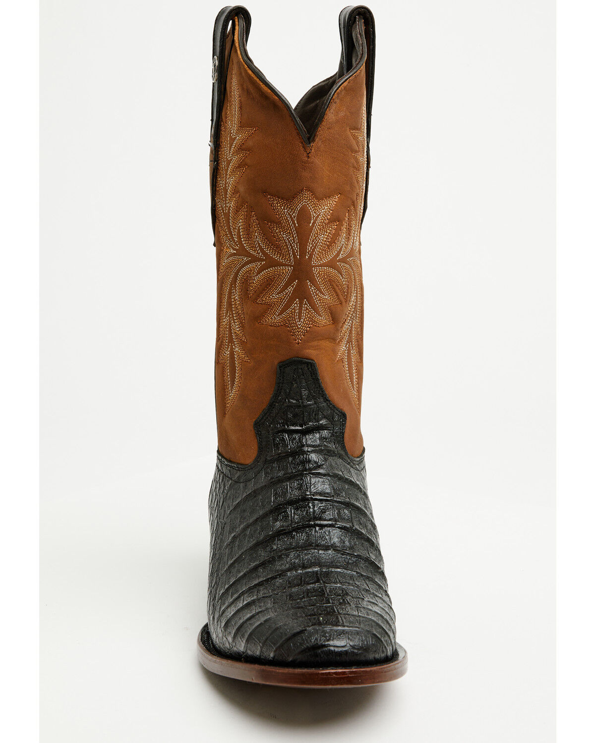 Image #4 - Tanner Mark Men's Caiman Print Western Boots - Round Toe, Black, hi-res