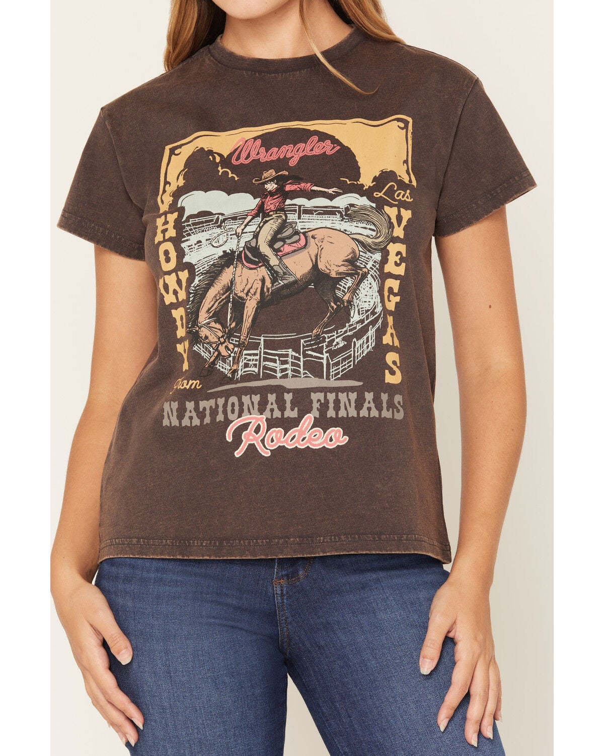 Image #3 - Wrangler Retro Women's Acid Wash Vegas Short Sleeve Graphic Tee, Black, hi-res