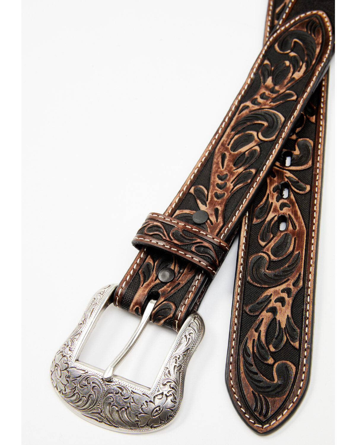 Image #2 - Roper Men's Southwestern Tooled Belt, Brown, hi-res