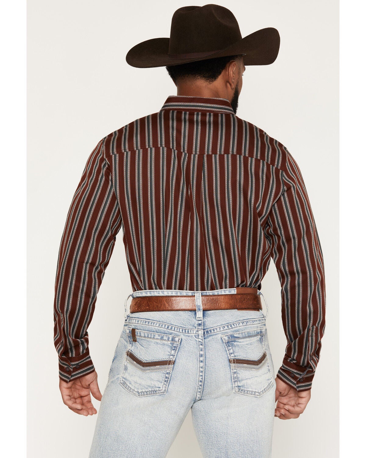 Image #4 - Cody James Men's Red Racer Striped Print Long Sleeve Button-Down Western Shirt, Burgundy, hi-res
