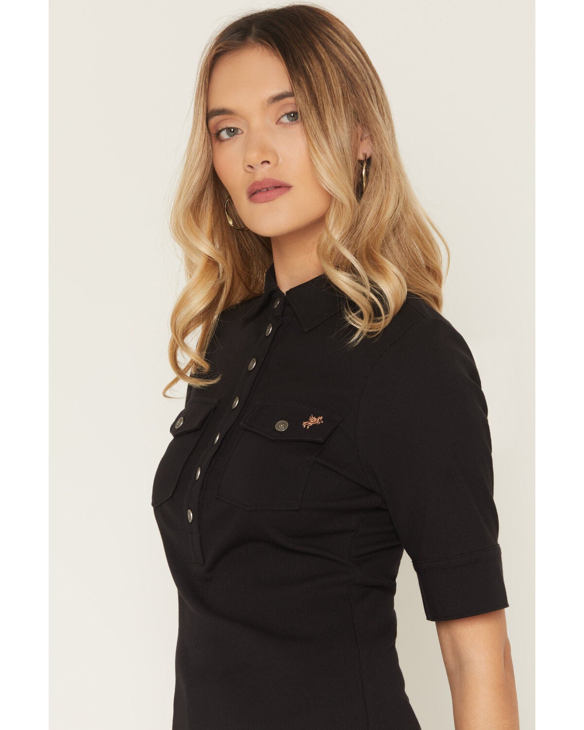 Image #3 - Idyllwind Women's Cora Knit Polo Shirt, Black, hi-res