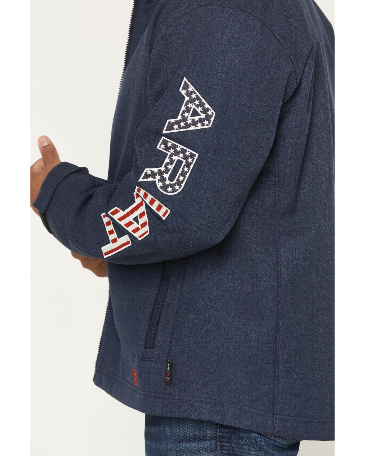 Image #3 - Ariat Men's FR Team Logo Softshell Jacket, Navy, hi-res
