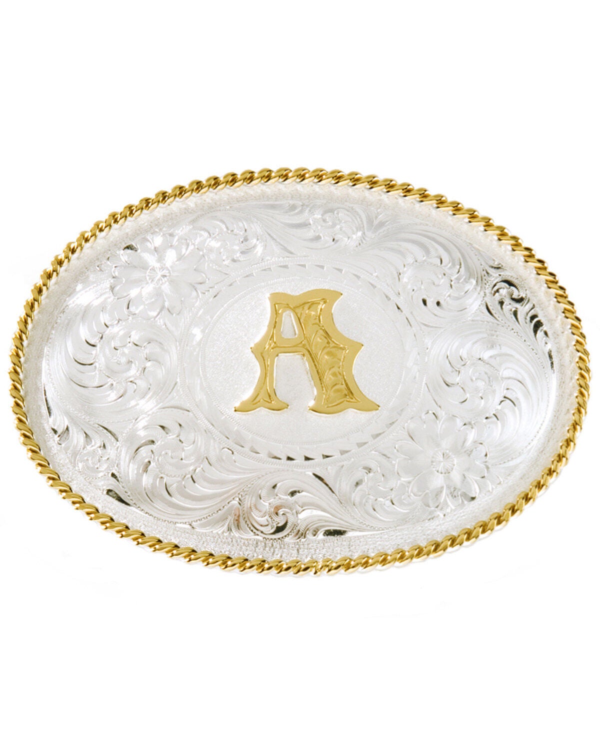 Montana Silversmiths Initial "A" Belt Buckle, Silver, hi-res