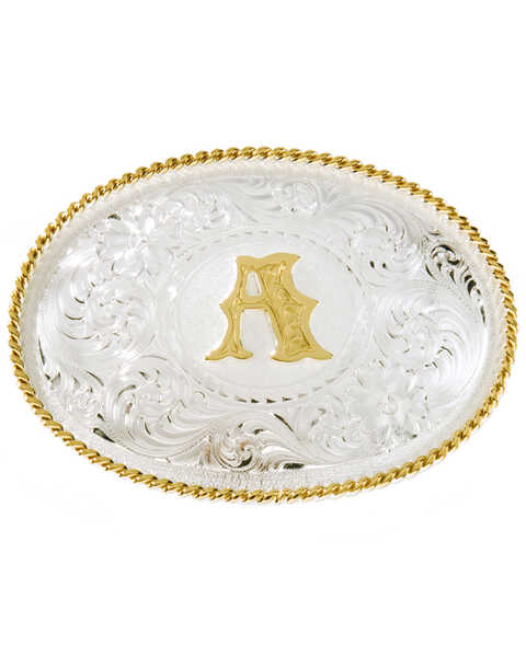 Montana Silversmiths Initial A Western Buckle, Silver, hi-res
