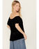 Image #4 - Panhandle Women's Off The Shoulder Short Sleeve Velvet Top, Black, hi-res