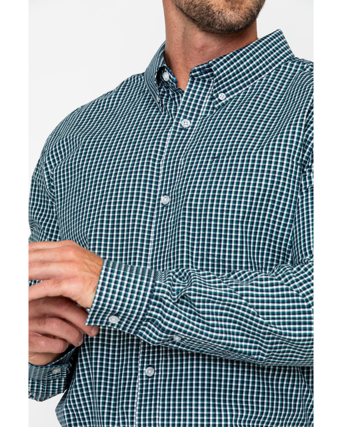 Image #4 - Cody James Core Men's Small Checkered Plaid Long Sleeve Western Shirt, , hi-res