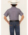 Image #4 - Ely Walker Boys' Dobby Striped Short Sleeve Pearl Snap Western Shirt, Blue, hi-res