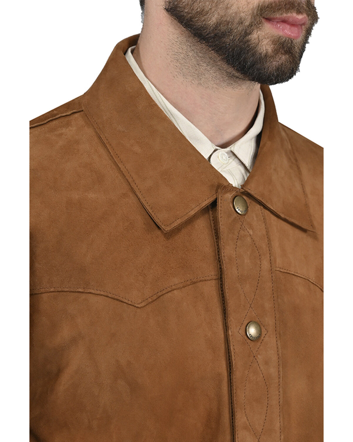 Image #2 - Frye Men's Solid Suede Snap Western Shirt, Tan, hi-res