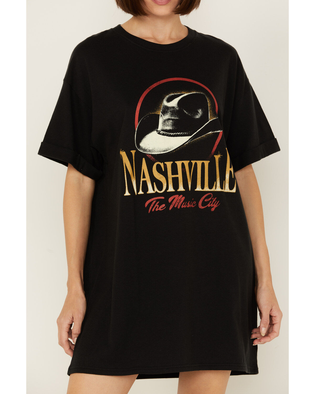Image #3 - Girl Dangerous Women's Nashville Hat T-Shirt Mini Dress, Charcoal, hi-res