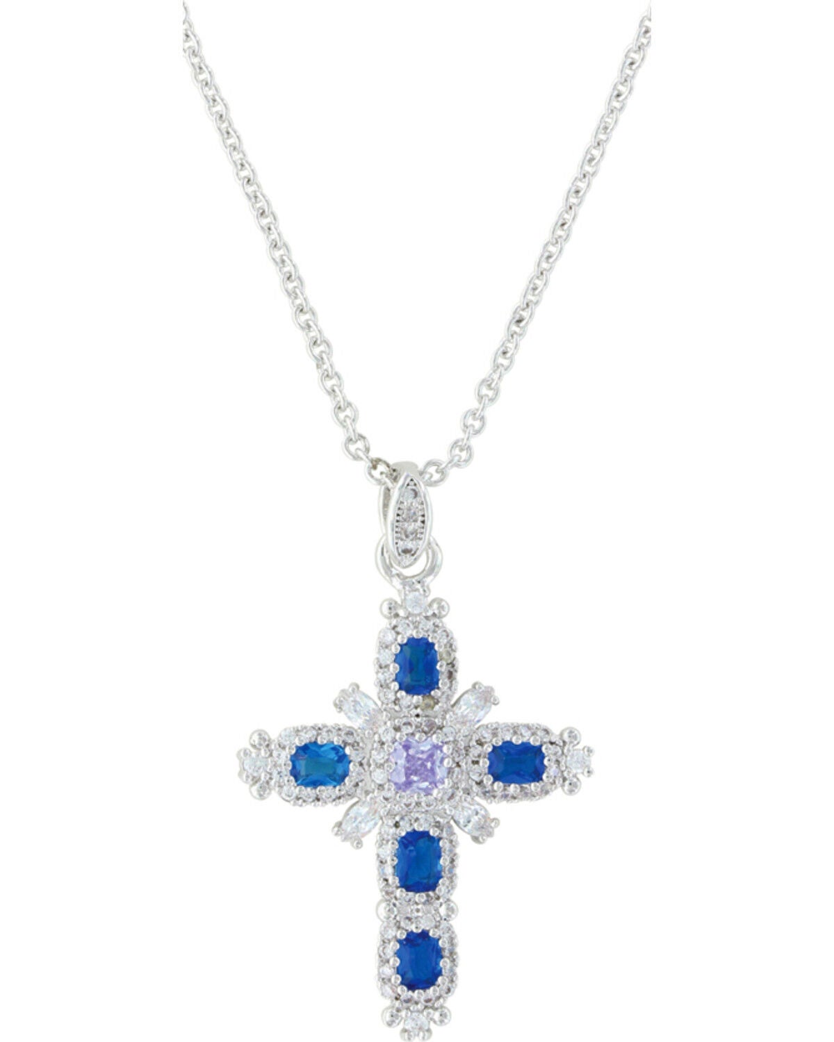Montana Silversmiths Women's River Of Lights Budded Cross Necklace, Silver, hi-res