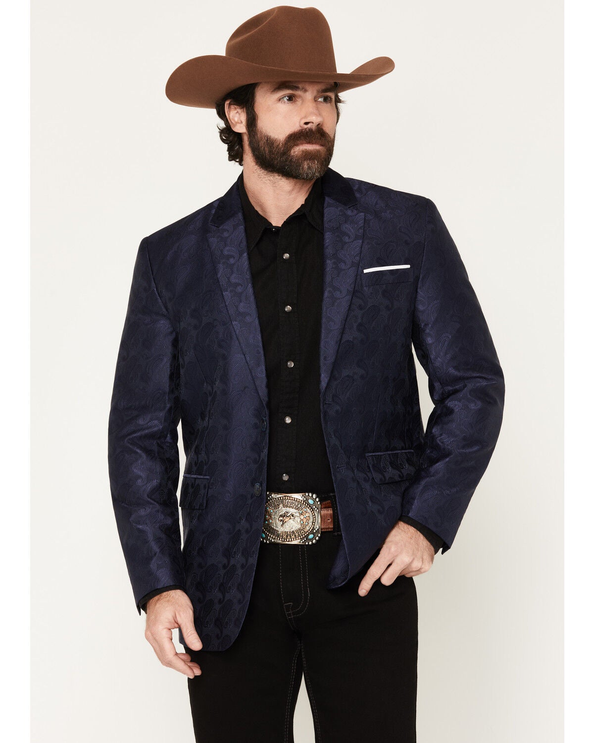 Rock & Roll Denim Men's Paisley Print Sportcoat, Navy, hi-res