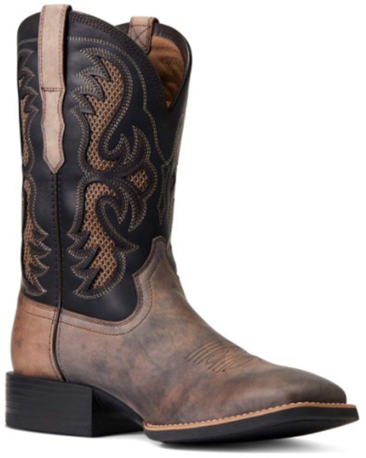 Ariat Men's Tally Ink Sport Frisco VentTEK Leather Performance Western Boot - Broad Square Toe, Brown, hi-res