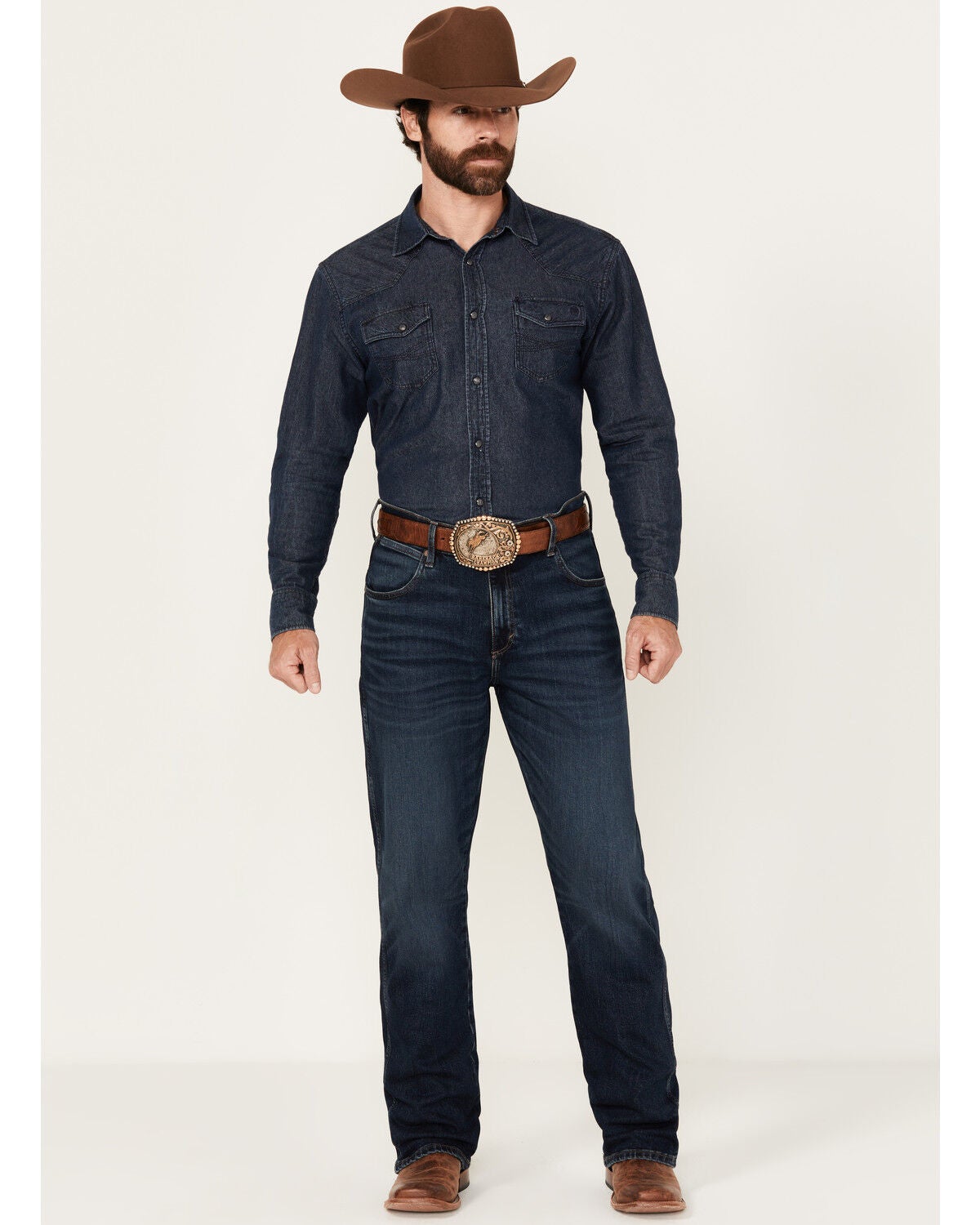 Wrangler Retro Men's Darren Dark Wash Relaxed Bootcut Stretch Denim Jeans, Dark Wash, hi-res