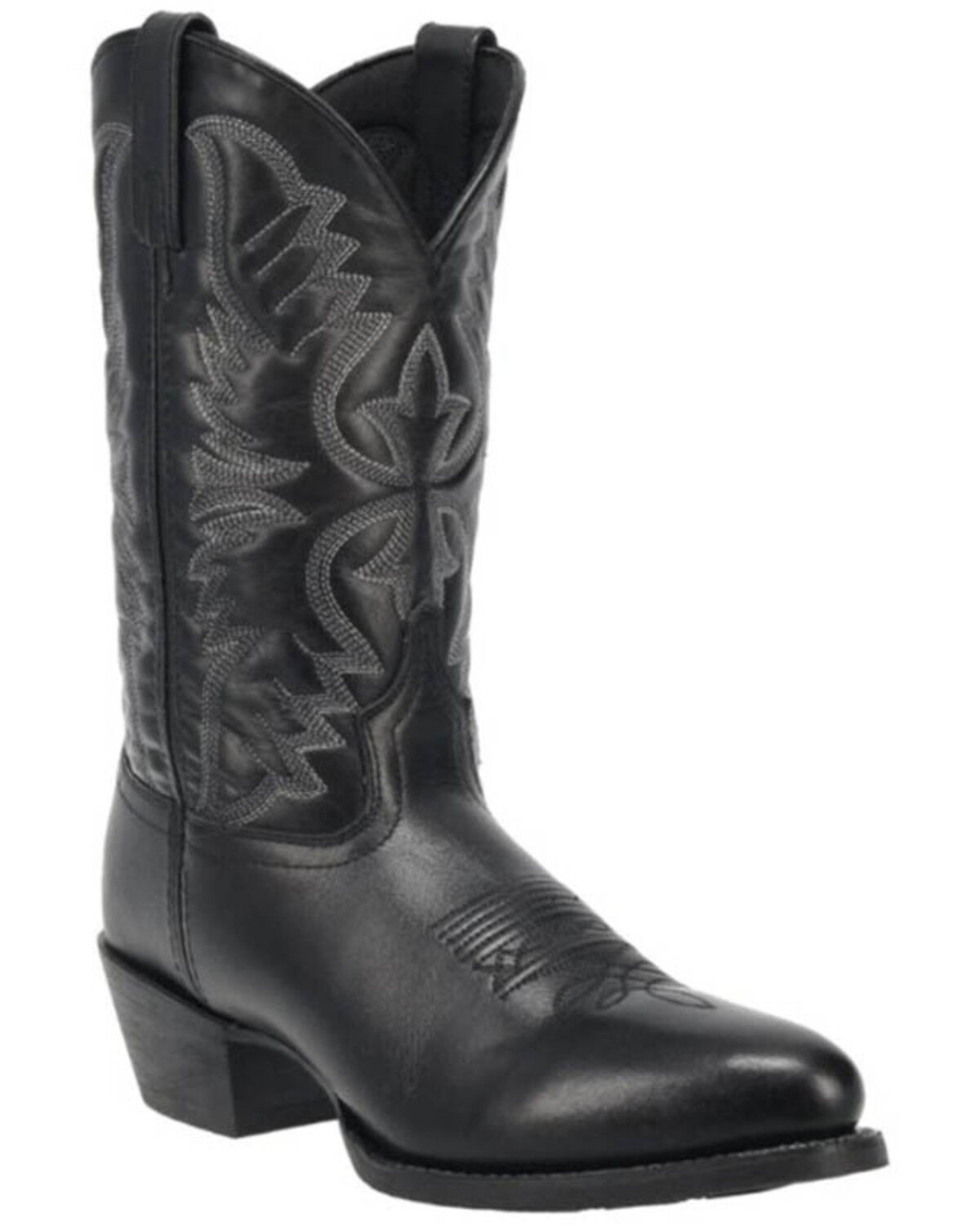 Image #1 - Laredo Men's Embroidered Round Toe Western Boots, Black, hi-res