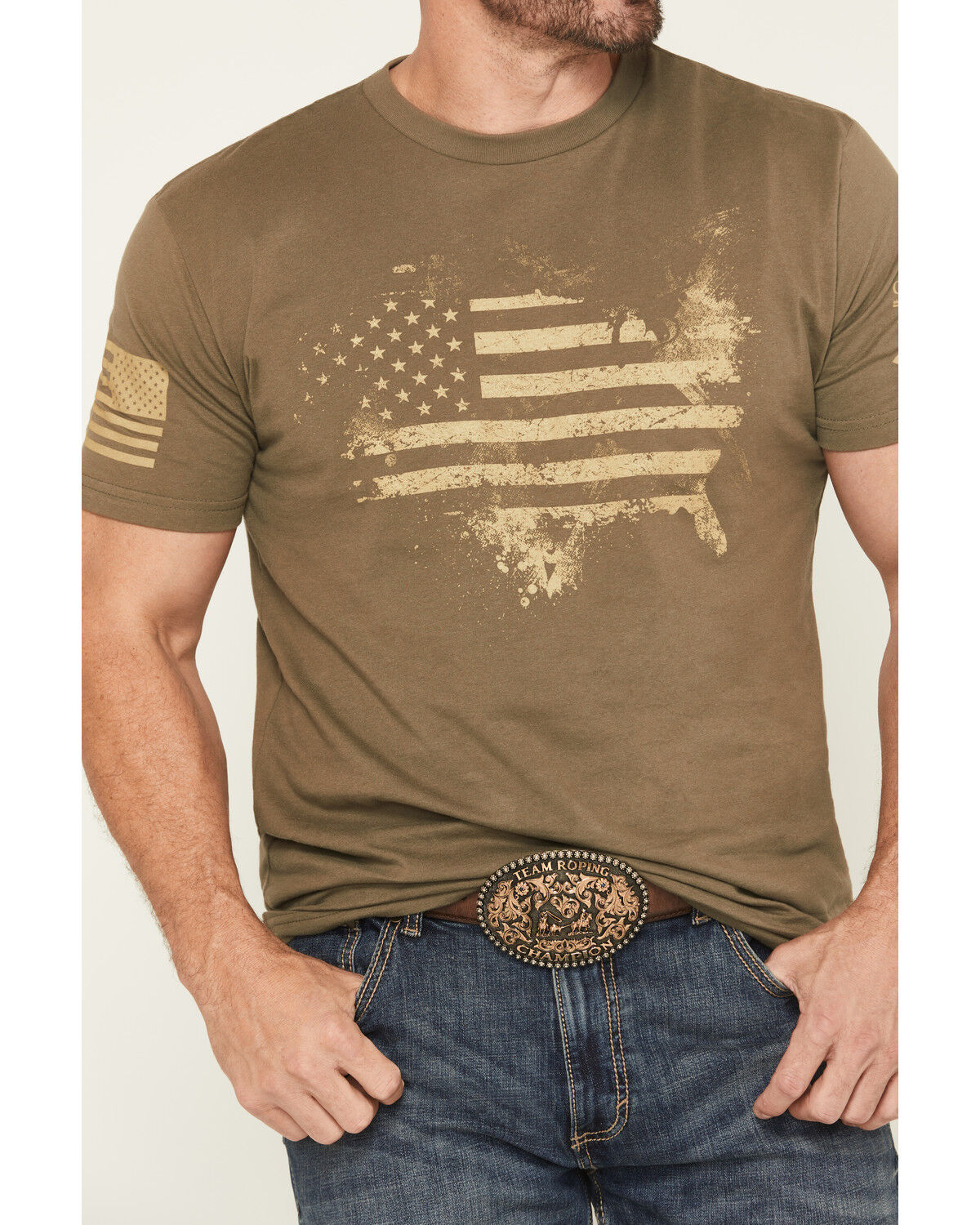 Image #3 - Grunt Style Men's American Acid Short Sleeve Graphic T-Shirt, Olive, hi-res