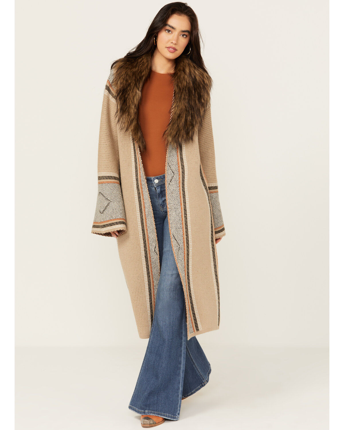 Image #1 - Shyanne Women's Oversized Faux Fur Trim Cardigan, , hi-res