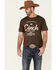 Cinch Men's Brown Vintage Logo Short Sleeve T-Shirt , Brown, hi-res