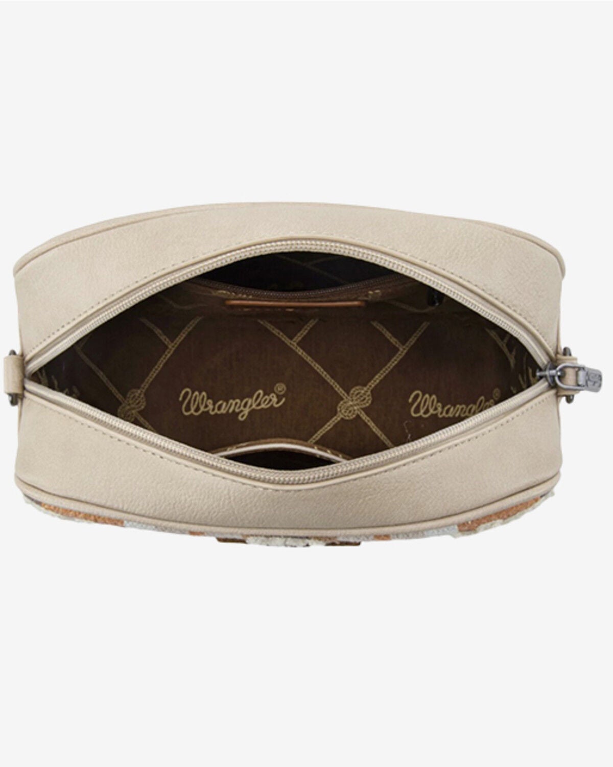 Image #3 - Wrangler Women's Sherpa Southwestern Print Canvas Crossbody Bag, Tan, hi-res