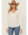 Image #2 - Shyanne Women's Floral Long Sleeve Ruffle Peasant Top, Off White, hi-res