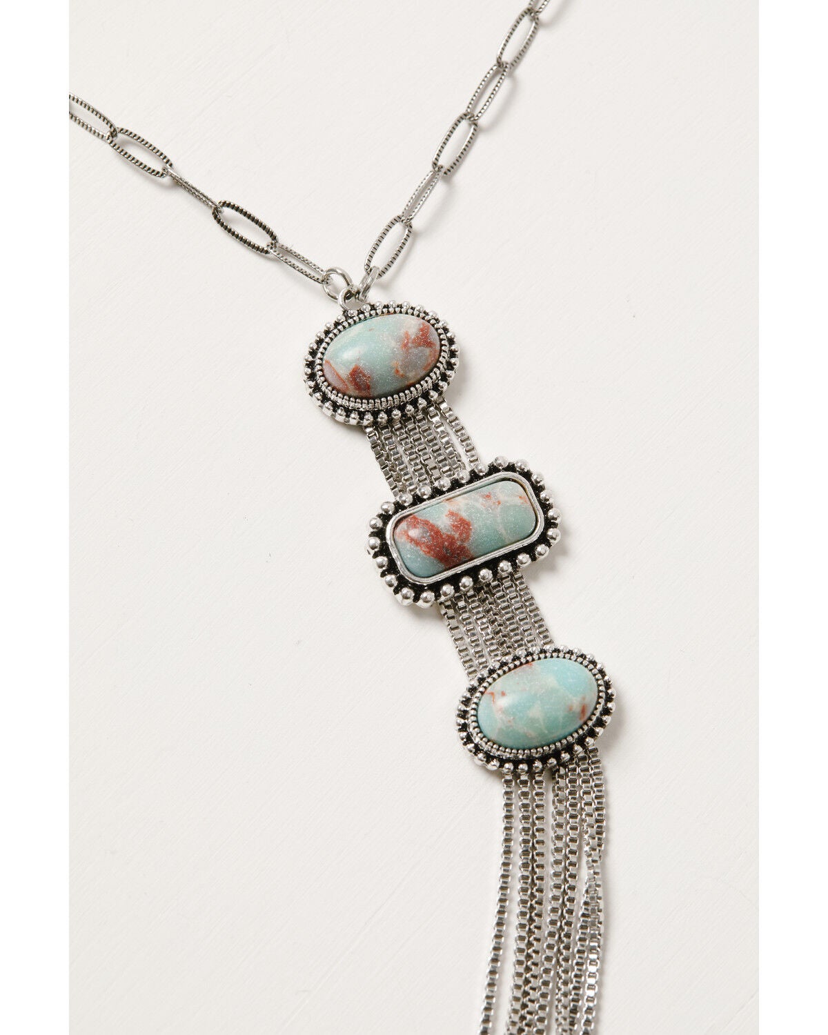 Image #3 - Shyanne Women's Triple Stone Jasper Fringe Necklace, Silver, hi-res