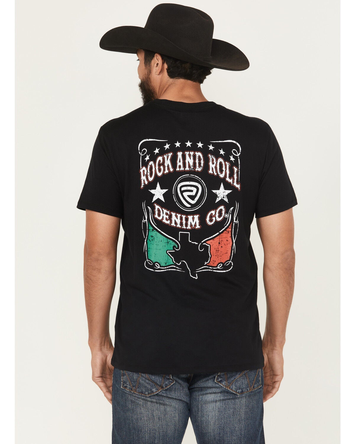 Rock & Roll Denim Men's Mexicano Short Sleeve Graphic T-Shirt, Black, hi-res