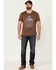 Moonshine Spirit Men's Heather Brown Jug Head Graphic Short Sleeve T-Shirt , Brown, hi-res