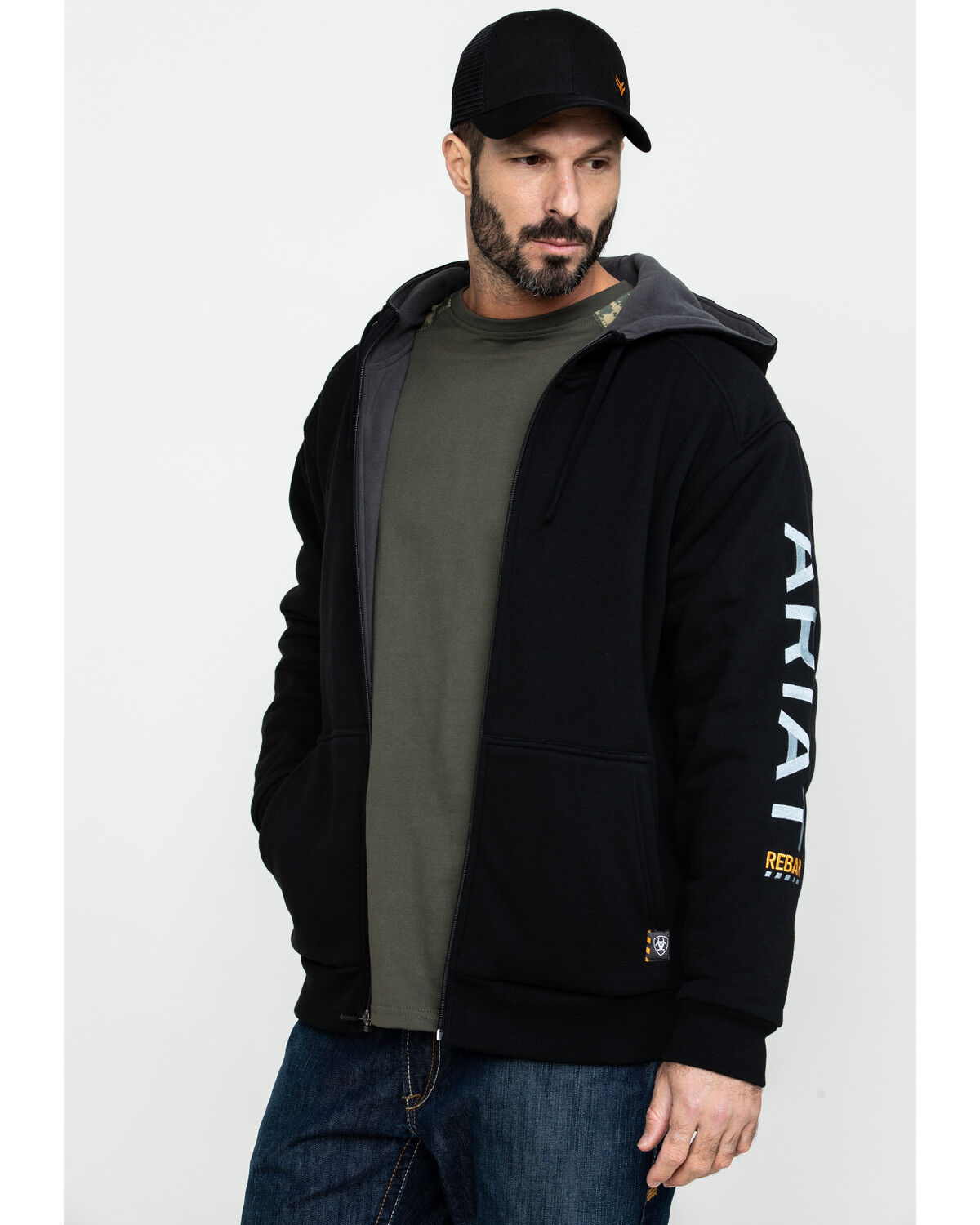 Image #3 - Ariat Men's Rebar All-Weather Full Zip Work Hooded Sweatshirt - Big & Tall, , hi-res