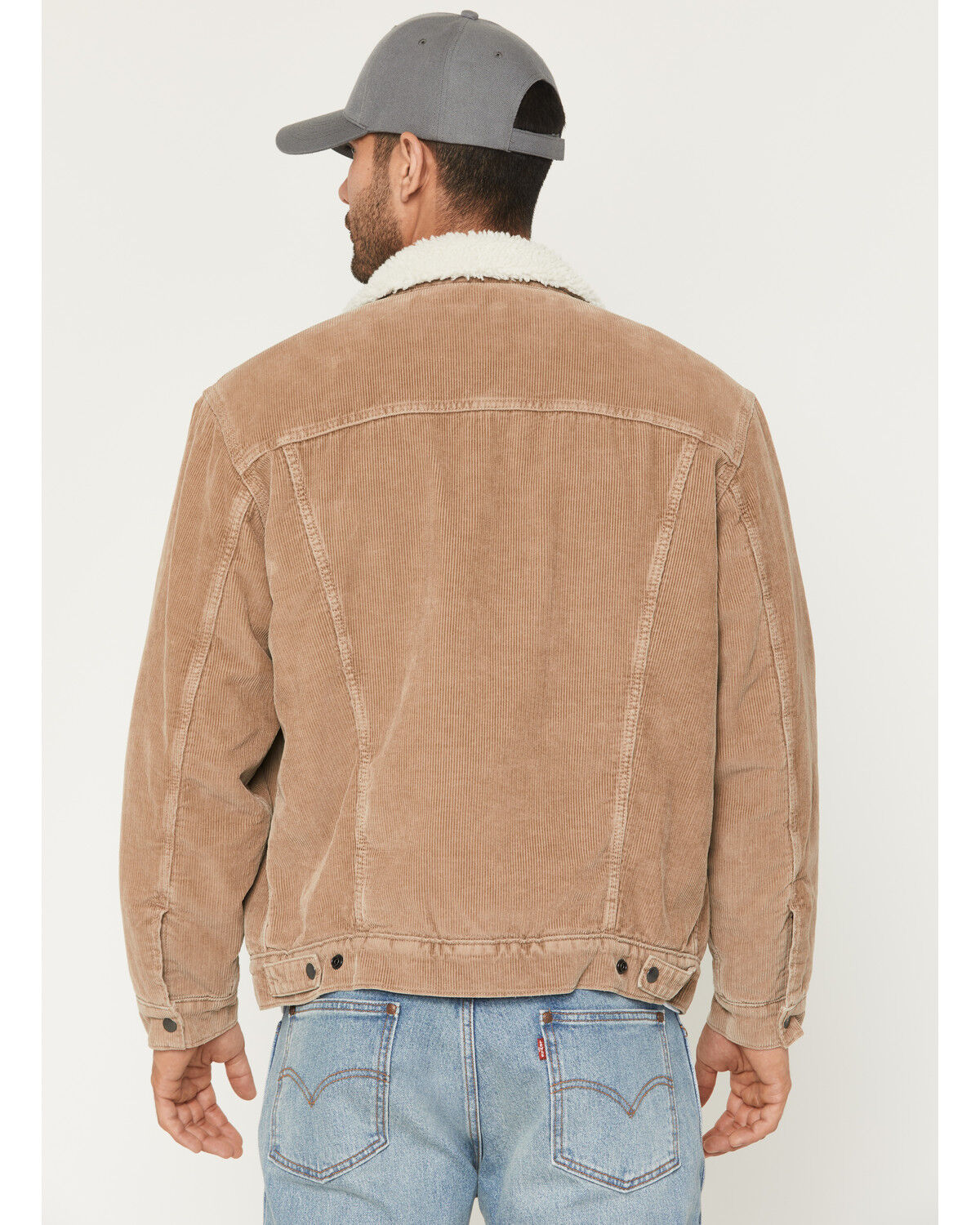 Image #4 - Levi's Men's Corduroy Sherpa Lined Snap Trucker Jacket, Tan, hi-res