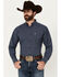 Image #1 - Ariat Men's Prestcot Windowpane Plaid Print Long Sleeve Performance Shirt, Navy, hi-res