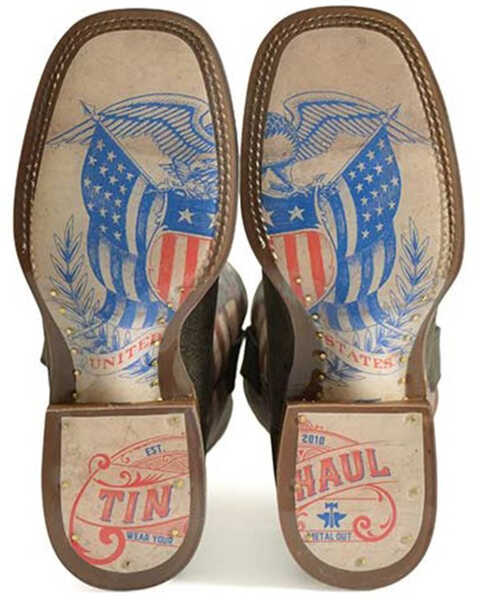 Image #2 - Tin Haul Men's Patriot Western Boots - Broad Square Toe, Brown, hi-res