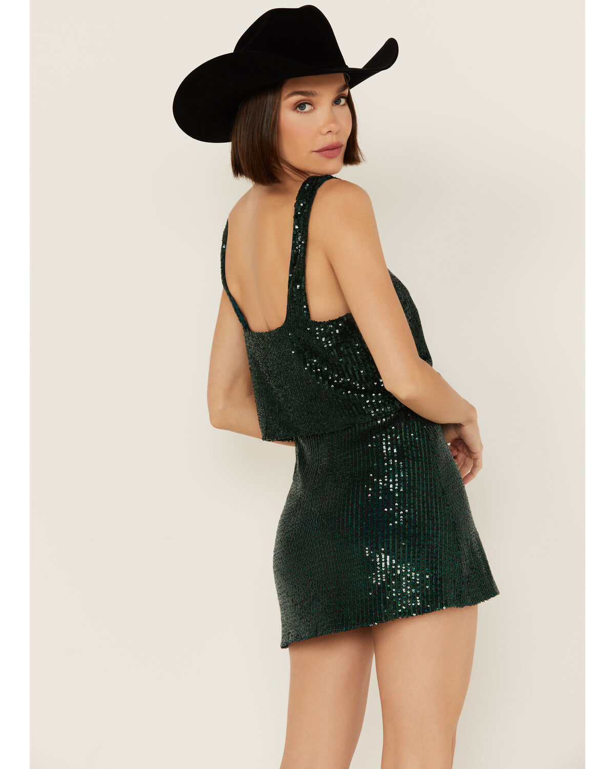 Image #2 - Show Me Your Mumu Women's Tara Sequins Crop Top, Dark Green, hi-res