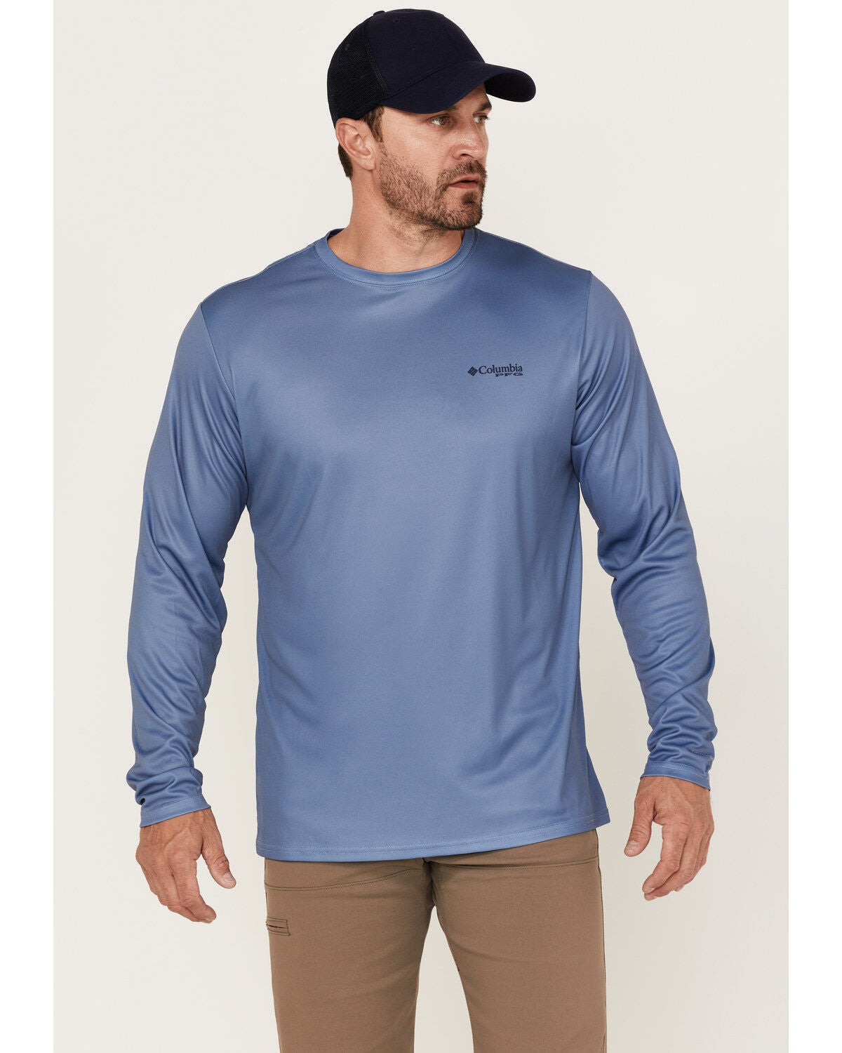 Columbia Men's PFG Terminal Tackle Flag Graphic Long Sleeve T-Shirt, Blue, hi-res