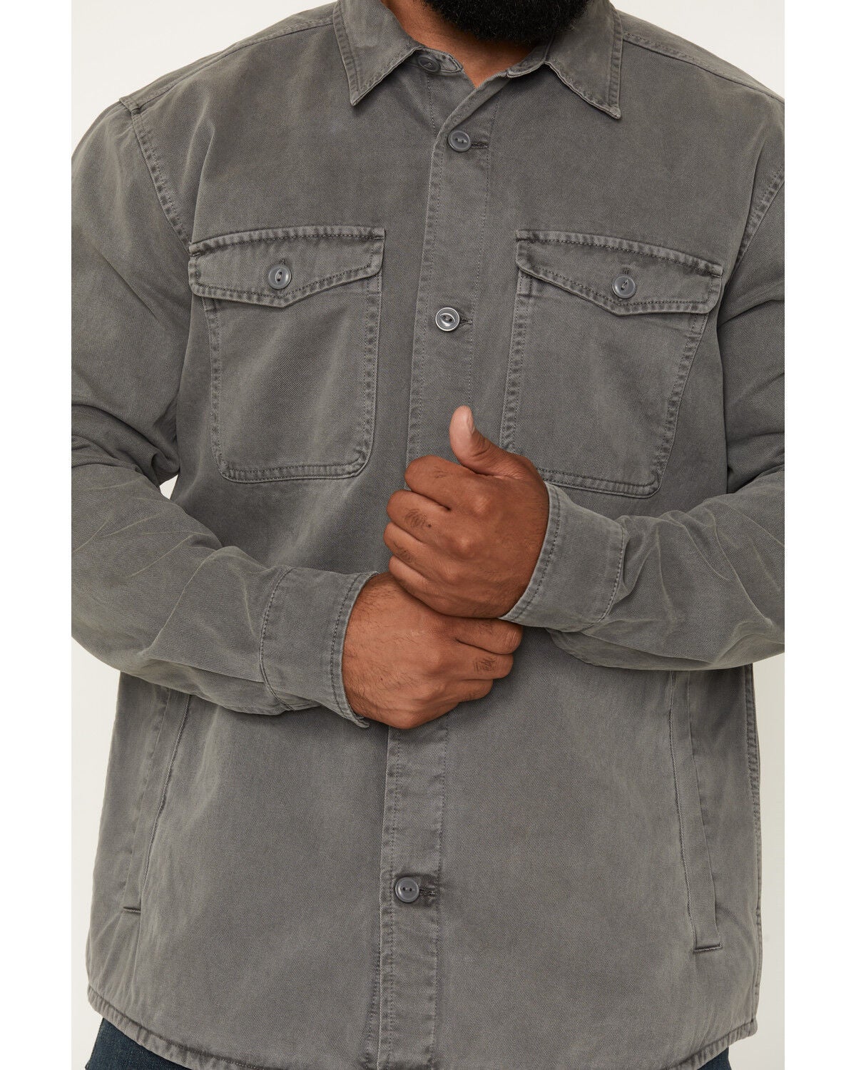 Image #3 - Hawx Men's Anvil Long Sleeve Button-Down Work Shirt Jacket, Grey, hi-res