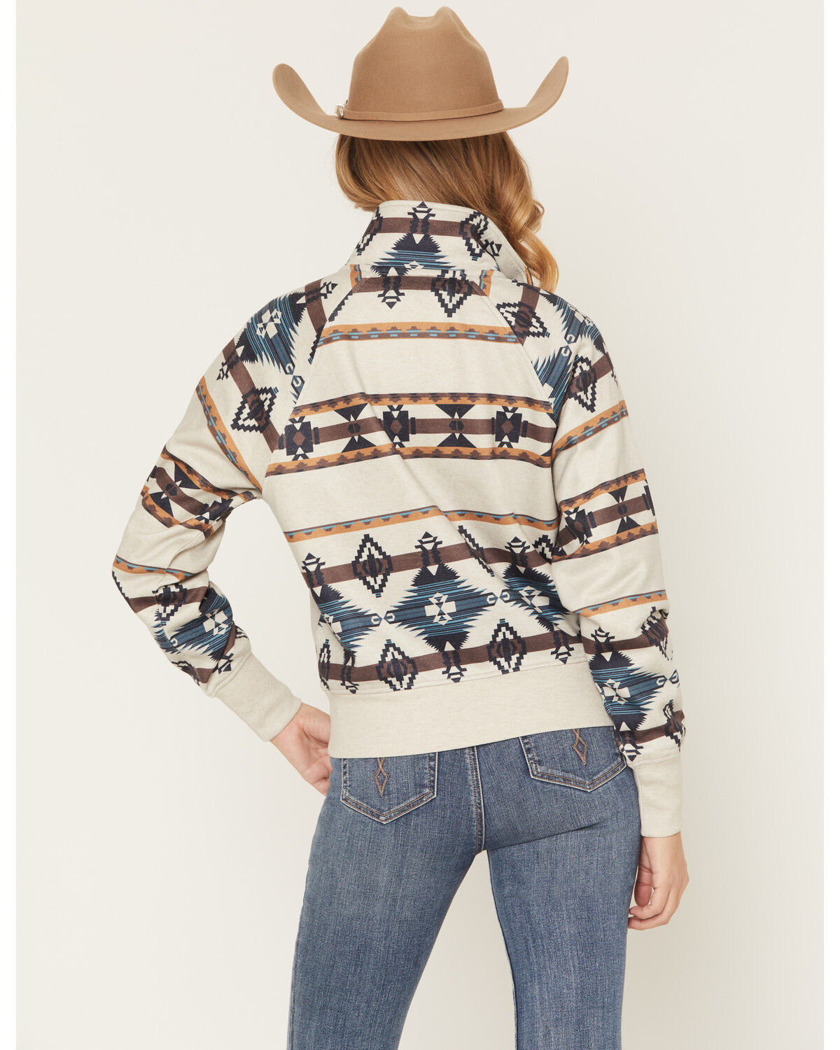 Image #4 - Shyanne Women's Southwestern Print 1/2 Zip Pullover, Oatmeal, hi-res