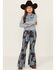 Rock & Roll Denim Girls' Patchwork Print Flare Jeans, Multi, hi-res